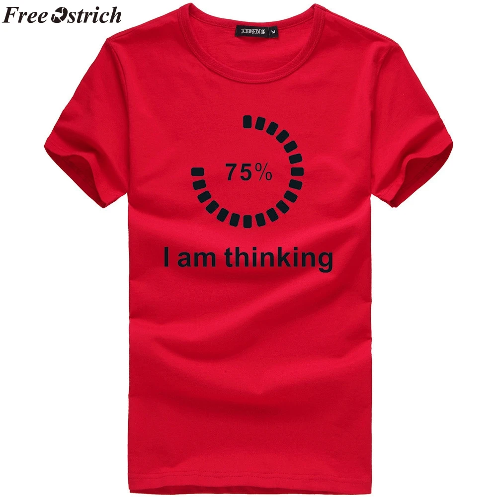 FREE OSTRICH I am Thinking Loading T-shirts Creative 2019 Short Sleeve Tops Tees Streetwear Geek Shirts Teens Boy Casual Clothes | Мужская