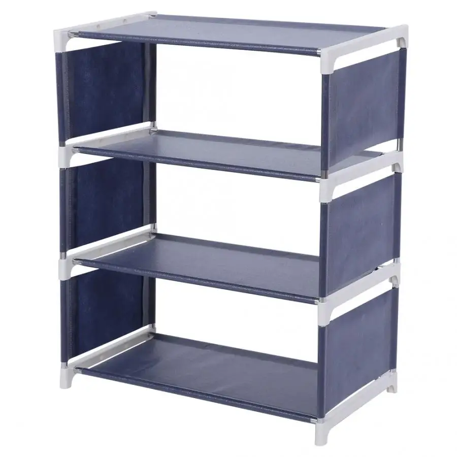 4 Tiers Shoes Rack Assembled Stainless Steel Shoes Storage Cabinet Dustproof Shoes Rack Shelf Stand Shoes Organizer