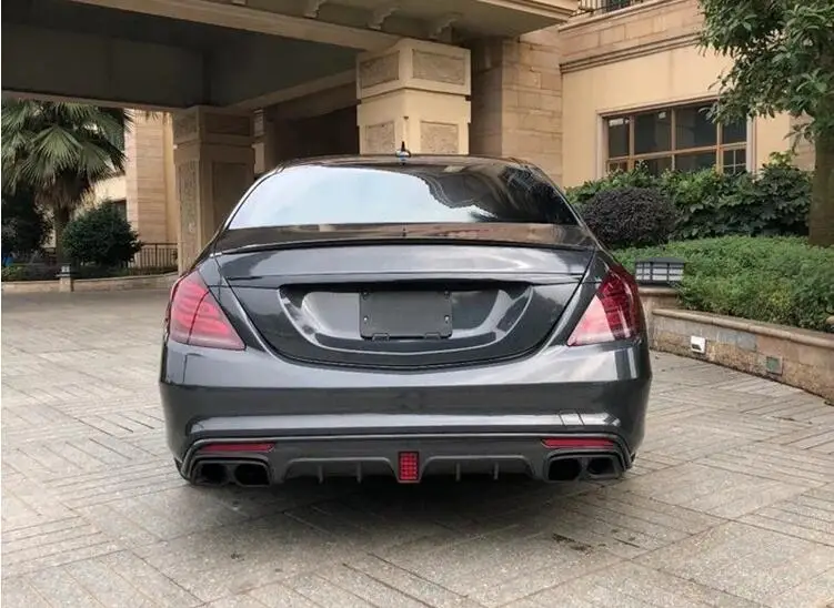 Углерода Finber 4 розетки задний бампер диффузор с выхлопные советы для BENZ W222 S63 S65 BY EMS