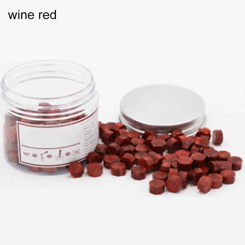wine red 150 шт Подарочные полоски бронзирующего воска в скандинавском стиле, уплотнительные восковые бусины, 8 цветов, ретро древние уплотнительные восковые частицы для штампов - Цвет: wine red