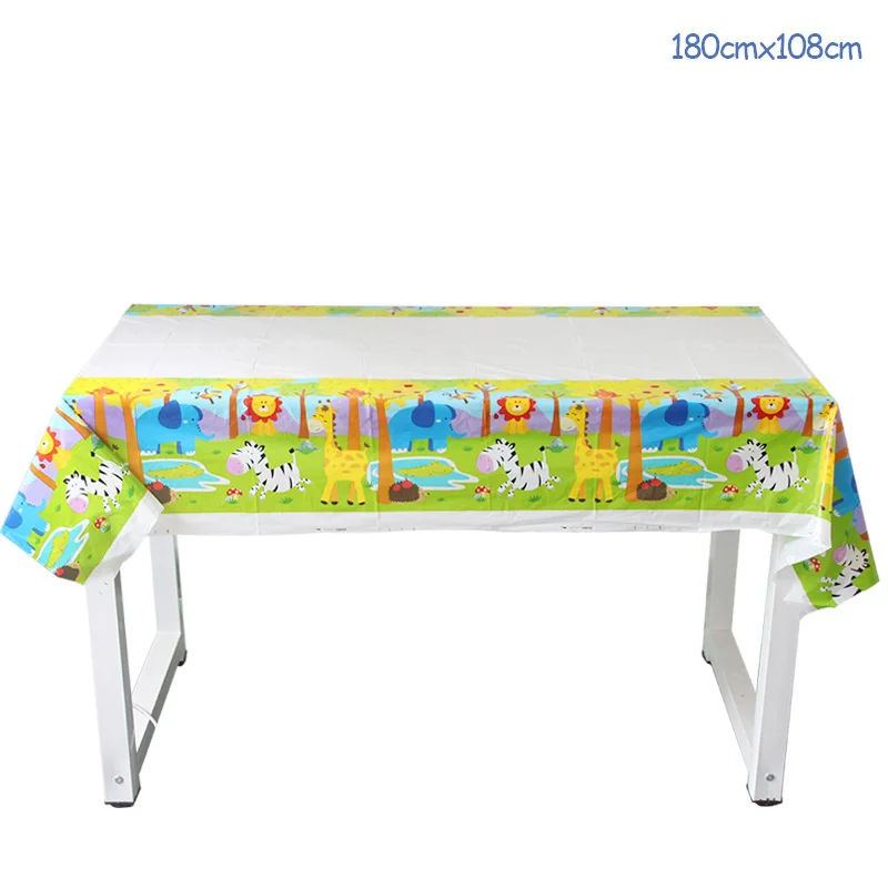 1pcs Tablecloth Джунгли день рождения одноразовая посуда Джунгли животных одноразовые тарелки чашки детские салфетки принадлежности сафари Декор - Цвет: 1pcs Tablecloth