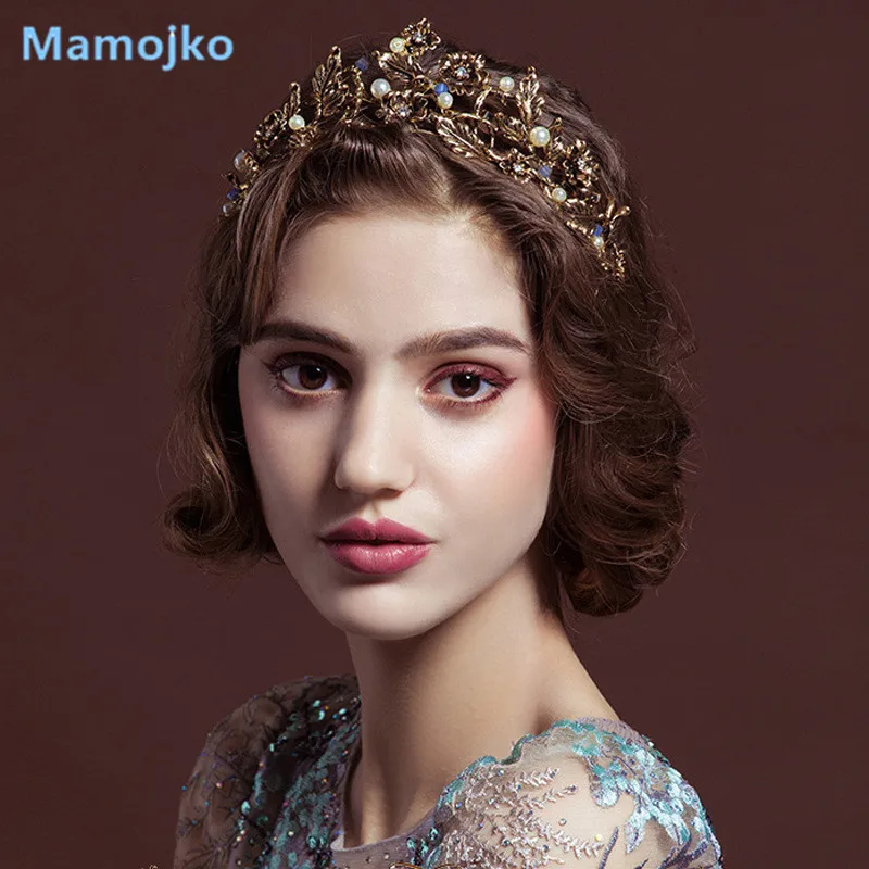 Винтажная Золотая Корона Mamojko в стиле барокко для женщин новые тиары-короны с