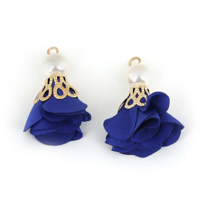 Royal Blue Разноцветные колпачки из золотого сплава, жемчужные бусины, цветочные кисточки, декоративные аксессуары ручной работы для мобильного телефона/занавески/одежды - Цвет: Royal Blue