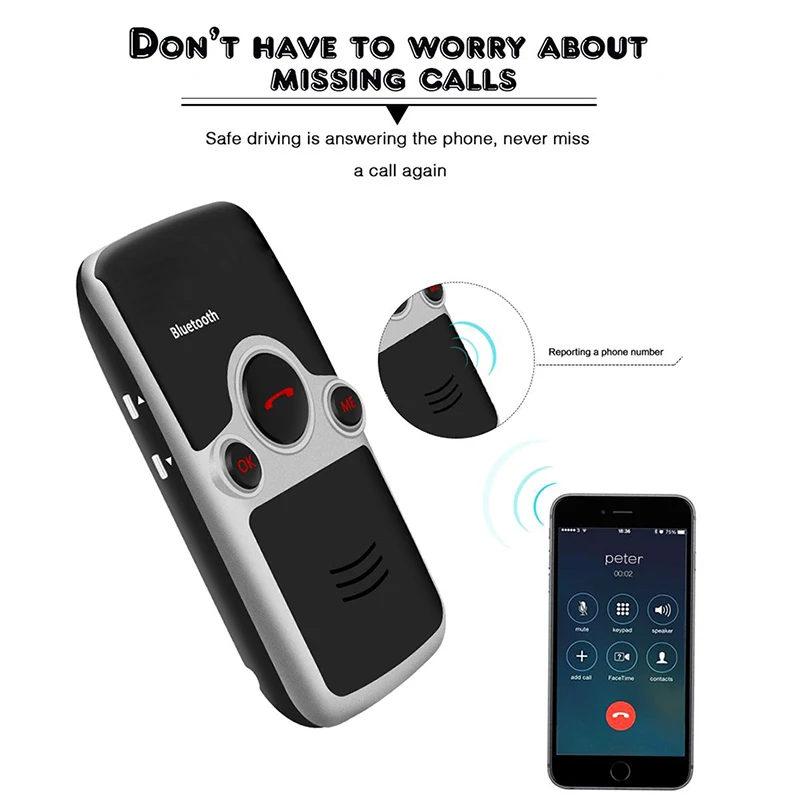 ANLUD Солнечная Bluetooth громкая связь автомобильный комплект два телефона подключен