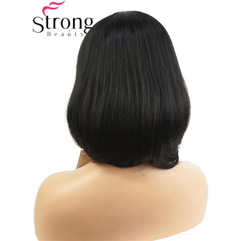 StrongBeauty короткий прямой Темно-красный выделенный Боб Стиль обметанная челка синтетический парик