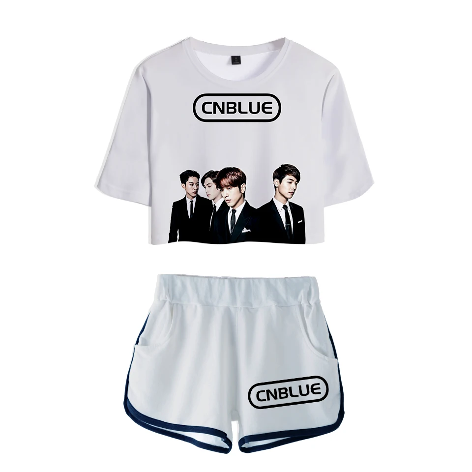LUCKYFRIDAYF 2018 CNBlue Корейский Kpop 3D летние шорты и футболки женские комплекты хип-хоп