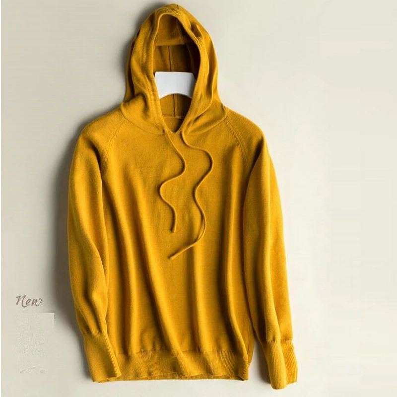 dark yellow Tangada вязаная толстовка с капюшоном свитер с капюшоном джемпер с капюшоном теплый свитер теплый свитшот теплая толстовка вязаная толстовка с капюшоном желтая толстовка белая толстовка худи AQJ01 - Цвет: dark yellow