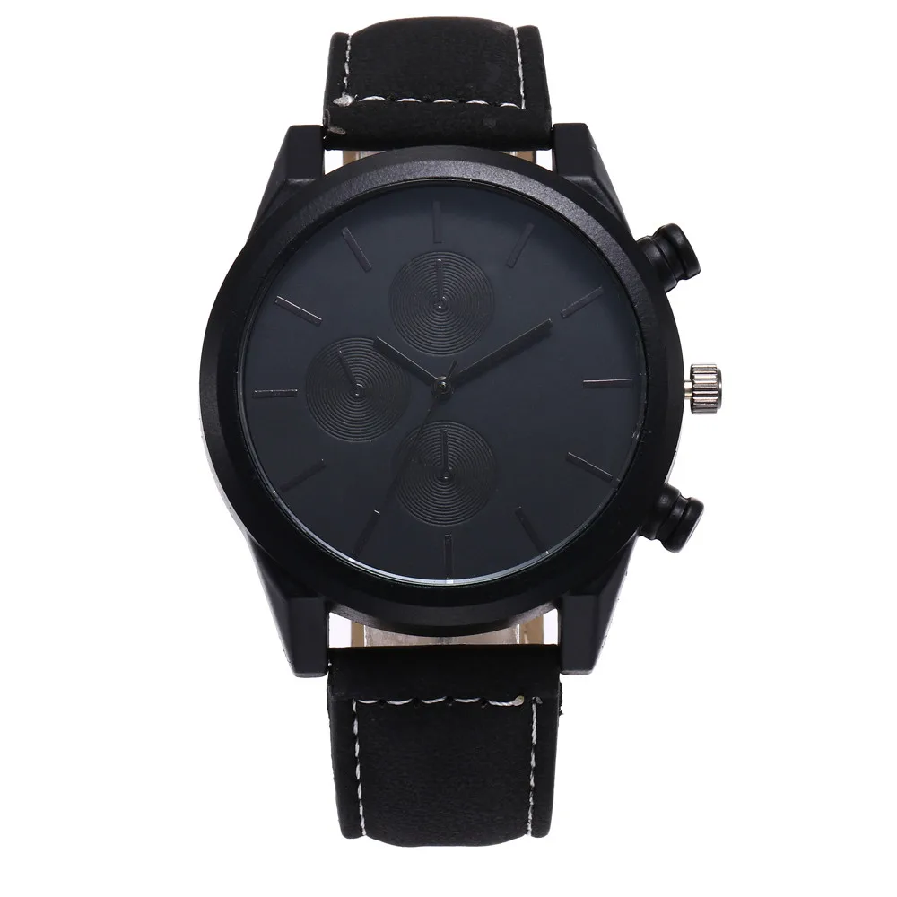 Мужские часы с кожаным ремешком простые деловые модные повседневные кварцевые