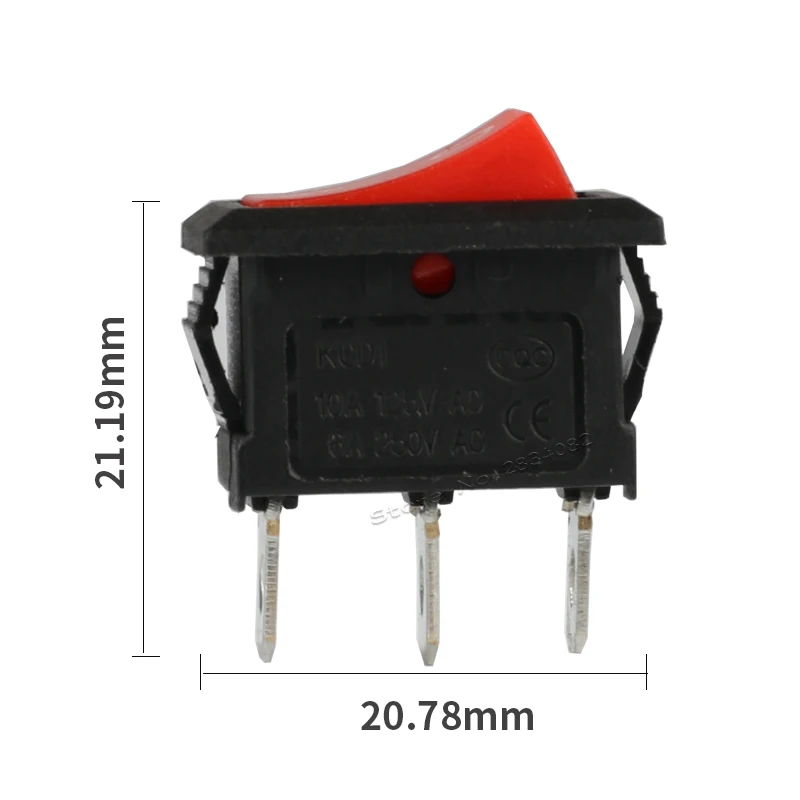 3 штифта 6A/250VAC 10А/125VAC SPDT кулисный переключатель лодки 2 положения файла ВКЛ ВЫКЛ