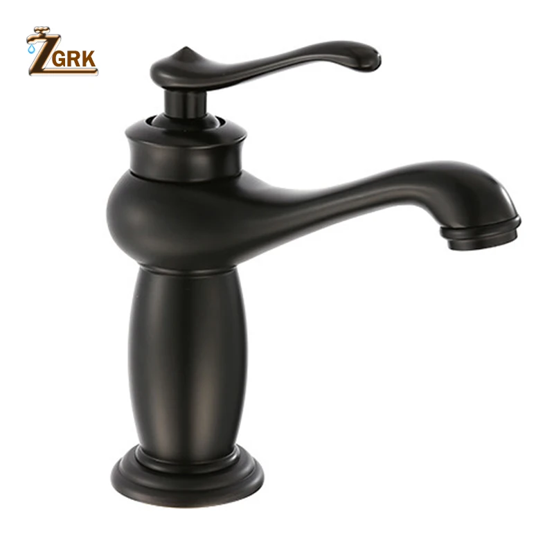 Смеситель для раковины ZGRK черный латунный кран в ванной комнате с одной ручкой