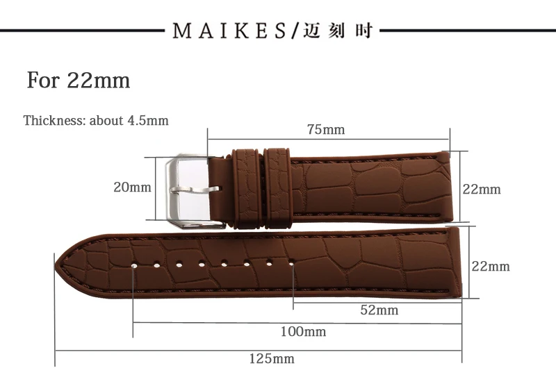 MAIKES новые высококачественные спортивные Ремешки для наручных часов черные 20 мм 22 мм силиконовый резиновый ремешок с пряжкой из нержавеющей стали