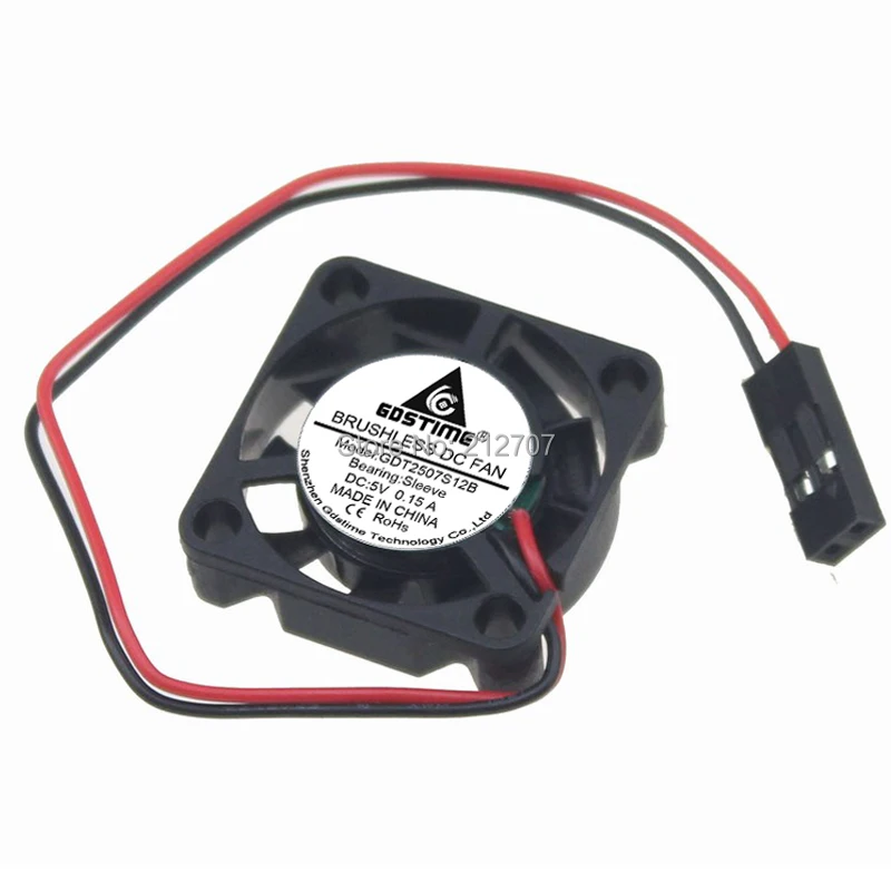 

2PCS Gdstime DC 5V Dupont 2Pin 25x25x7mm 25mm Mini DC Brushless Cooling Fan