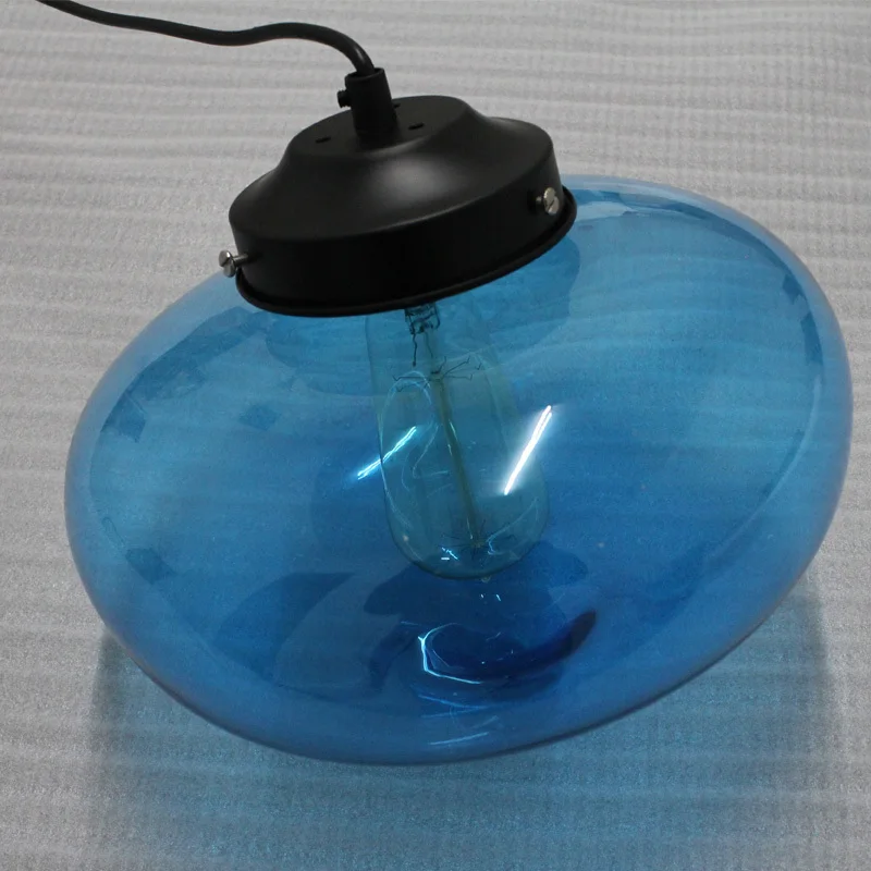 

New Vintage Blue Glass Hanging Light E27 Pendant Lamp For Bar Coffee Shop Dining Room Suspension Lamps Lighting Fixture D78-4