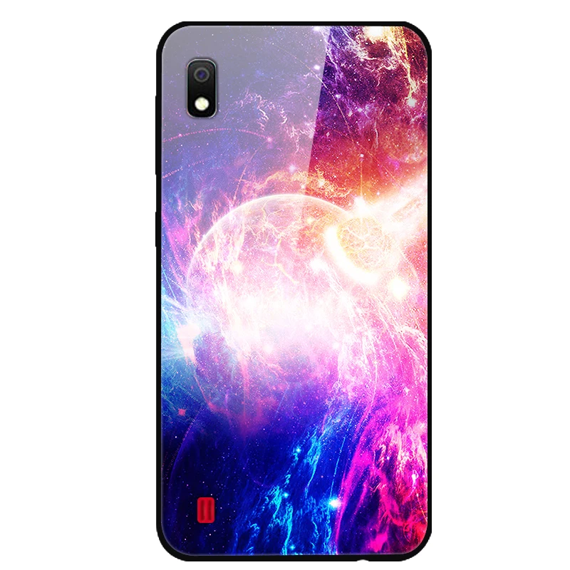 Для samsung A10 чехол закаленное Стекло планета Космос крышка Стекло задняя крышка чехол для samsung Galaxy A10 10 A105 A105F корпус под плетенную сумку крышка