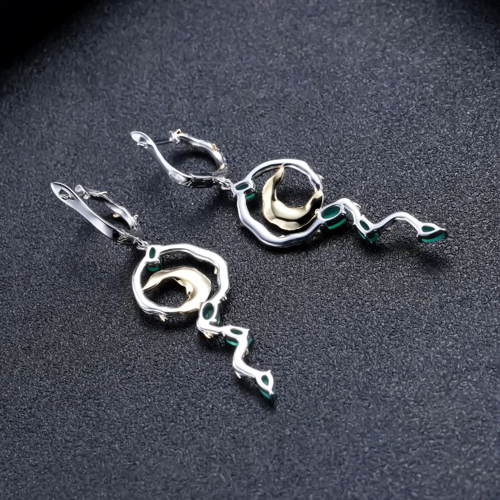 GEM'S балетные серьги с натуральным зеленым агатом, 925 пробы, серебряные, ручная работа, массивные Винтажные висячие серьги для женщин, хорошее ювелирное изделие