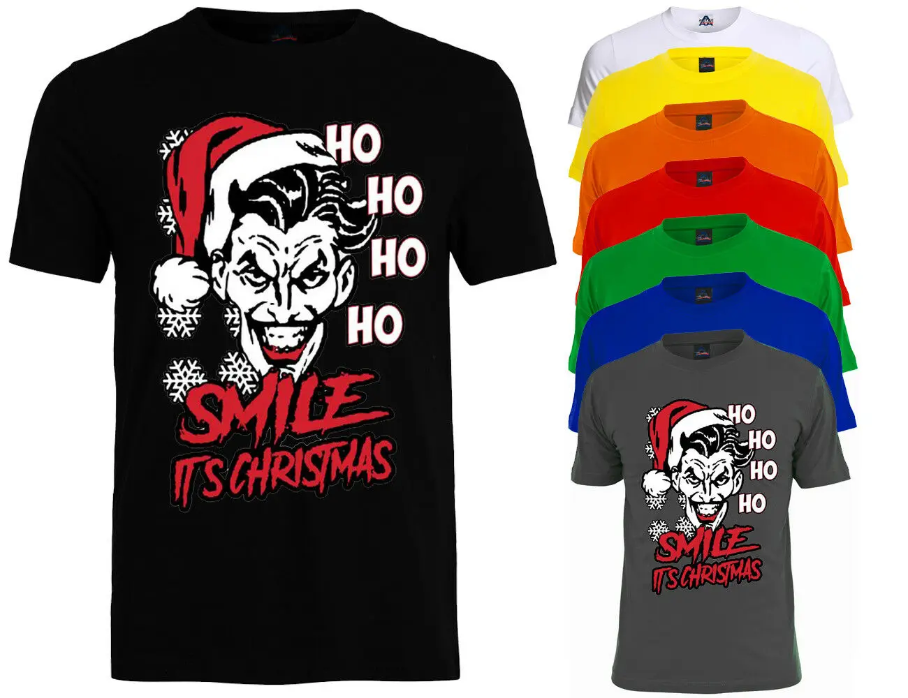 Забавная футболка с круглым вырезом Joker HO Smile it's Christmas|Мужские футболки| |