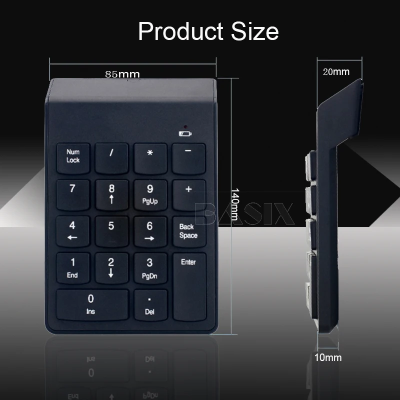 Basix мини Беспроводной цифровая клавиатура Usb Numpad 18 клавиш цифровой клавиатуры Для