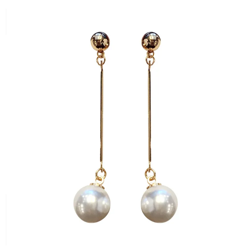 

Simulated Pearl Stud Long Earrings for Women Earings Jewelry 2019 Earing Bijoux boucle d'oreille Wholesale Accessories EA478