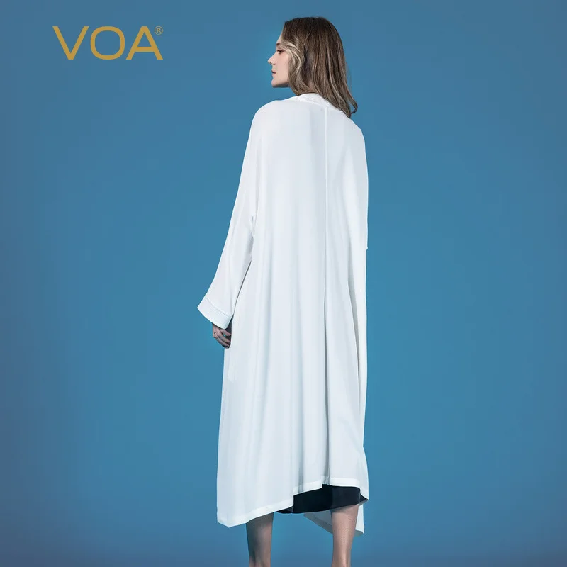 VOA Корея шикарный кардиган длинный плащ женская белая верхняя одежда с вышивкой Повседневная Тяжелая шелковая одежда женская элегантная одежда F500