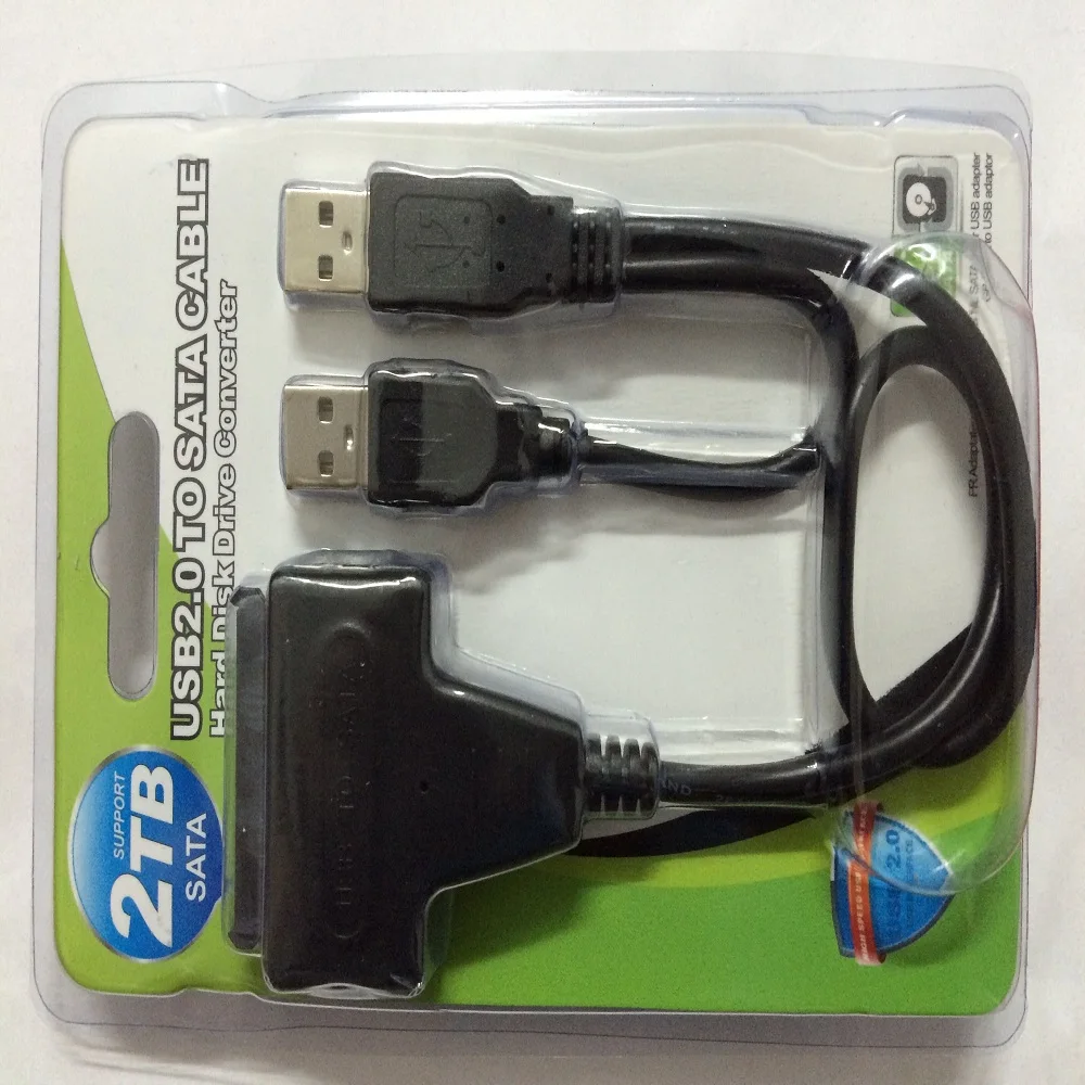 Высокопроизводительный Кабель-адаптер USB 2,0 для SATA 7+ 15 Pin 22 для жесткого диска 2," HDD с кабелем питания USB Розничная упаковка