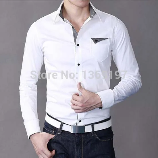 Fashion Mens Luxury Casual Sexy Slim Fit Stylish Long sleeve Dress Shirts 2 Colours Size M~XXXL MN473*02 | Мужская одежда