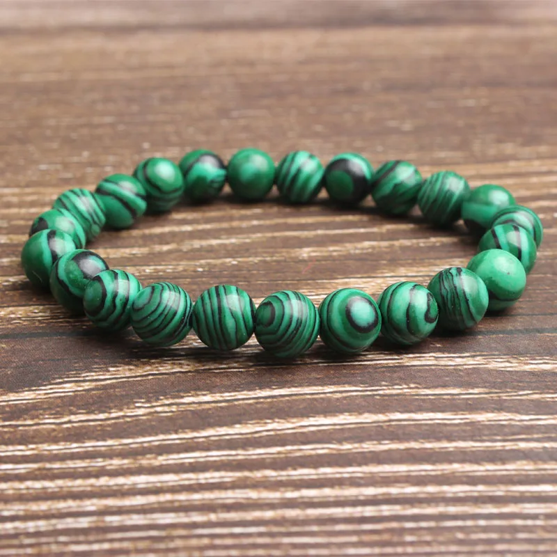 Synthetic malachite Ланьли 4/6/8/10/12 мм модные натуральный ювелирные изделия из жемчуга синтетические малахитовые бусины браслет быть прижеными для обувь для мужчин и женщин аксессуары и амулеты - Цвет: Synthetic malachite