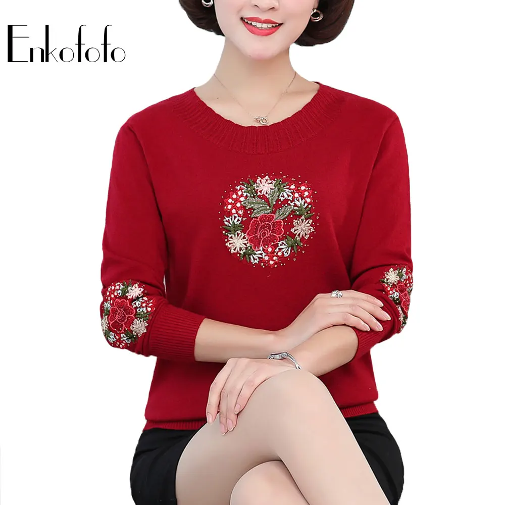 2019 Spring Sweater Women Embroidery Flower Knitted Soft and Pullover Female Tricot Jersey Jumper Pull Femme | Женская одежда