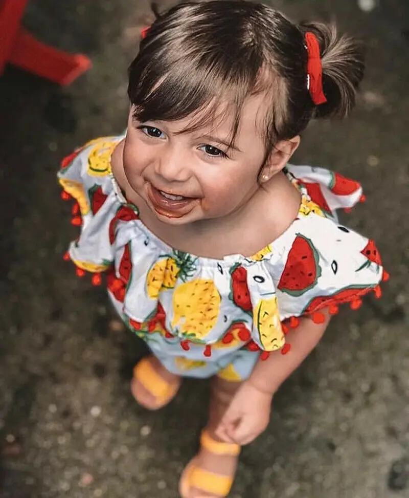 Для малышей для маленьких девочек Комбинезон с открытыми плечами комбинезон