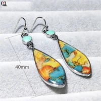 elegant vintage silver color dangle long drop earrings bohemia colorful for women party wedding anniversary jewelry gifts