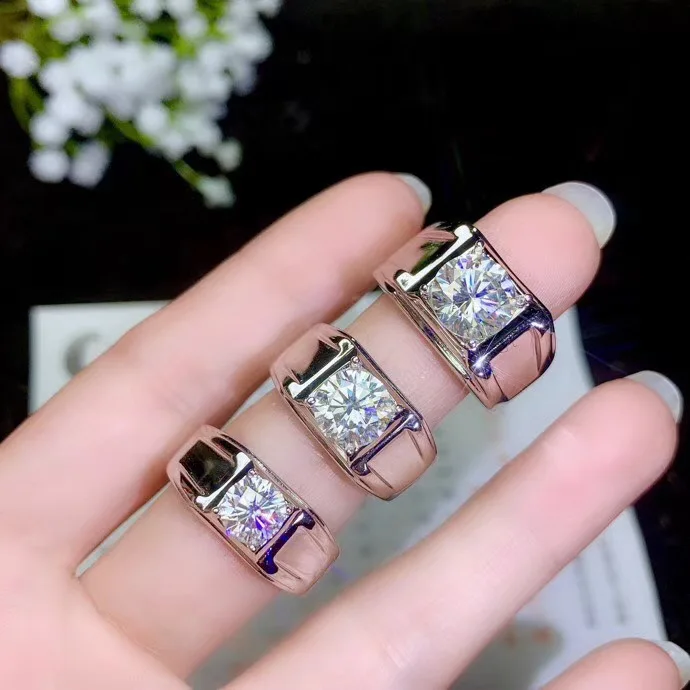 Moissanite для мужчин кольцо, простая атмосфера, новейший дизайн, 925 пробы серебро, белый драгоценный камень цвет, высокая твердость