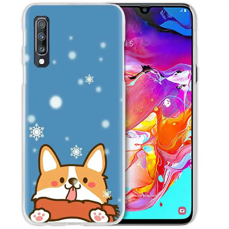 Кавайный чехол для samsung Galaxy A50 A70 A20e A40 A30 A20 A10 A8 A6 Plus A9 A7 жесткий прозрачный чехол для телефона из ПК с котом корги и собакой