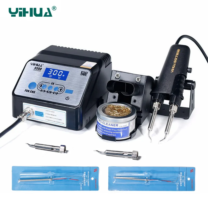 YIHUA 938D YIHUA 938D 938BD+ паяльники Высокая мощность паяльник Пинцет Ремонт паяльная 110 В 220 В Электрический паяльник Комплект станций - Цвет: YIHUA 938D