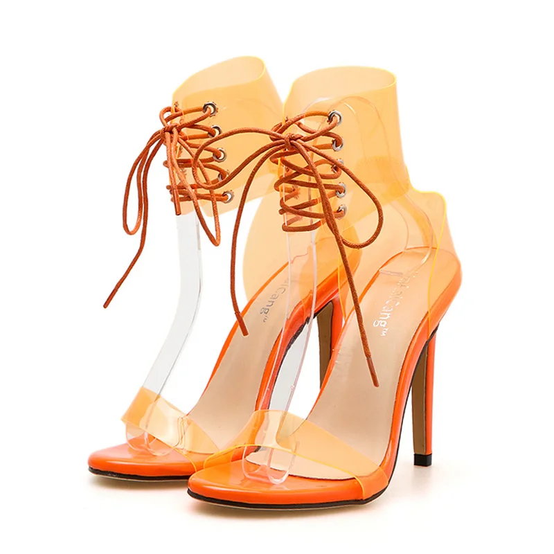 2019 г. летние женские прозрачные босоножки из ПВХ на высоком каблуке 11 см