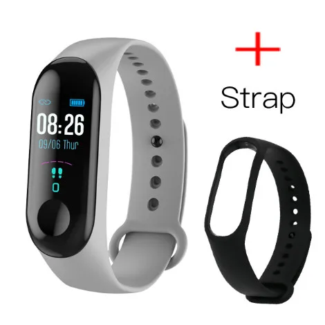 Gray Plus Strap LYKRY M3X умный Браслет, измеритель артериального давления, фитнес-трекер, IP67, водонепроницаемый, Bluetooth, умный браслет на запястье для iphone, xiaomi, smartband - Цвет: Gray Plus Strap