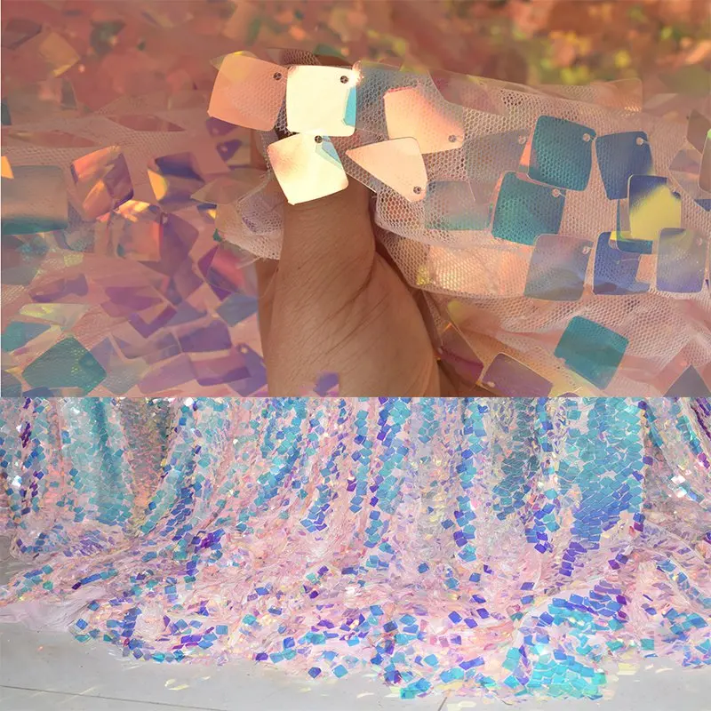 GLace 1Y/Лот Розовый квадрат Лазерная Иллюзия Мода блеск сеточка пайетки ткань nigthi платье ткань аксессуары TX1181