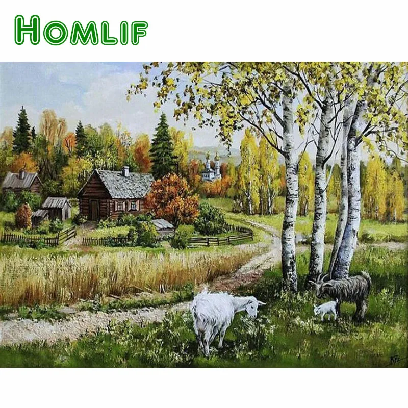 HOMLIF 5d алмазная вышивка крестиком Деревенский Стиль Алмазная Бриллиантовая