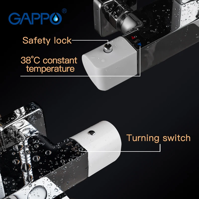 gappo shower faucets thermostatic bathroom shower set thermostatic bath shower waterfall shower heads chrome mixer water tap free global shipping