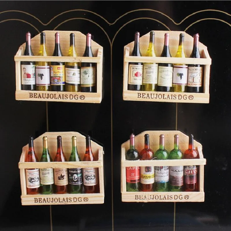 3D милый деревянный держатель бутылки вина магниты на холодильник для детей