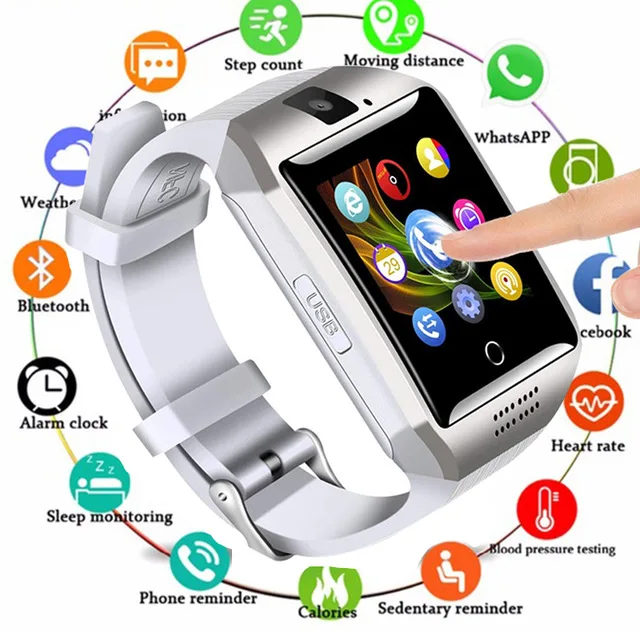 Горячие Bluetooth Смарт часы для мужчин Q18 с камерой Facebook Whatsapp Twitter Синхронизация SMS