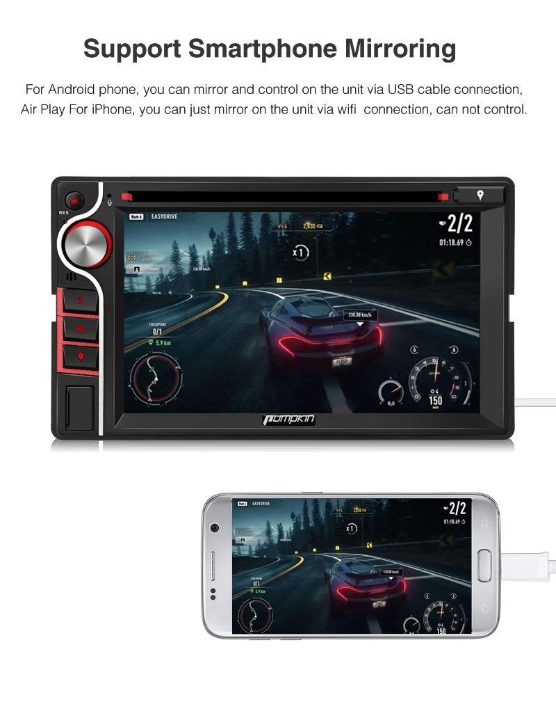Тыква 2 Din 6 &quotAndroid 7 1 2G ram 16G rom универсальный автомобильный Радио Стерео dvd плеер gps