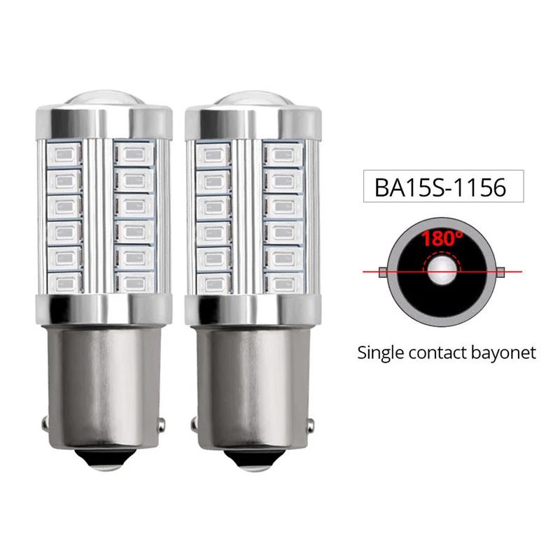 BA15S RED Niscarda 2 шт. автомобильный сигнальный светильник 1156 BA15S BAUS15S P21W светодиодный задний фонарь с поворотным тормозом 33SMD 5730 СВЕТОДИОДНЫЙ Автомобильный задний фонарь r5w - Испускаемый цвет: BA15S RED