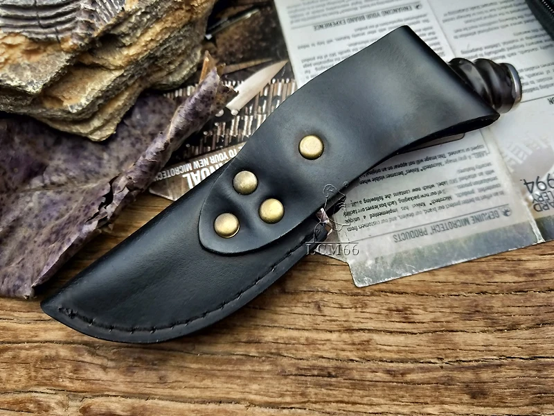 LCM66 композитный стальной фиксированный нож ручной работы кованый охотничий нож 60HRC овечий угол с кожаной оболочкой высококачественный уличный нож