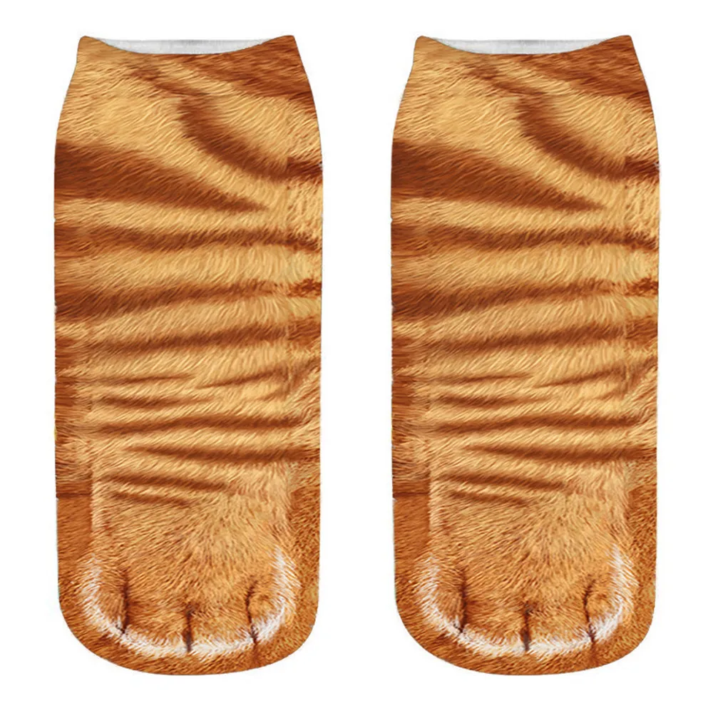 Носки унисекс с 3D-принтом в виде лап животных короткие мягкие повседневные милые