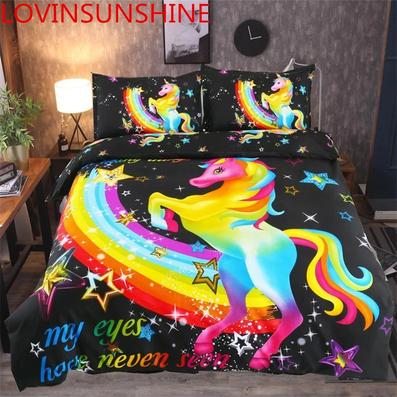 LOVINSUNSHINE мультяшный Единорог пододеяльник набор Радужное одеяло с принтом