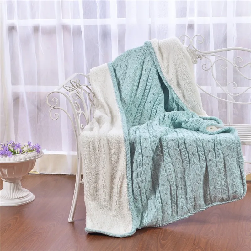 Blue Вязаное одеяло CamoFleece Sherpa, уютное теплое одеяло для кровати, одеяла спальные, одеяло для зимы - Цвет: Blue