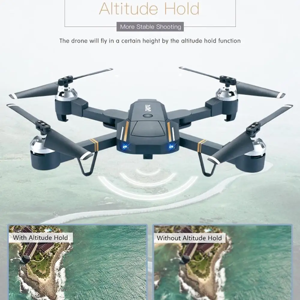 GW58 складной Дрон с камерой HD 2MP FPV Wi-Fi высота удержания антенна видео селфи RC Квадрокоптер вертолет детская игрушка VS SG106 E58
