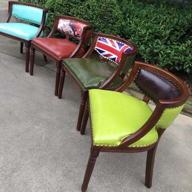 Американский обеденный стул в стиле кантри Европейский ретро из старой кожи