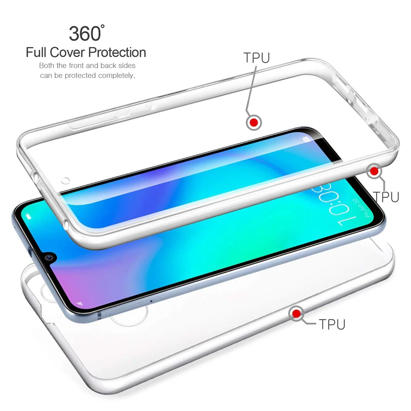 360 градусов 2 в 1 передний + задний Чехол для Huawei Y6 2019 Pro Y7 Prime Y9 Honor 8A мягкая ТПУ