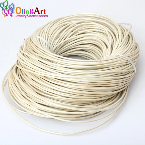 OlingArt 2mm 100Yard/Lot Craft Pearl Color Round Leather Cord Golden Silver DIY necklace Bracelet earrings jewelry making - Цвет: 013 100yard