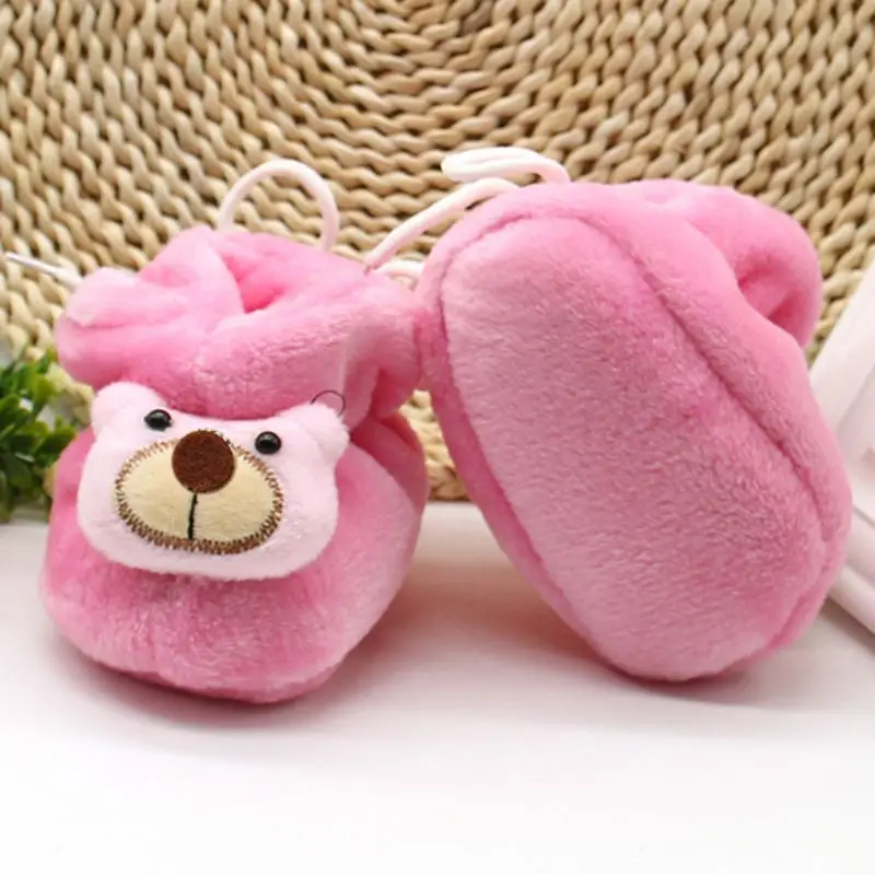 Милые зимние сапоги для маленьких девочек с изображением медведя мягкая обувь